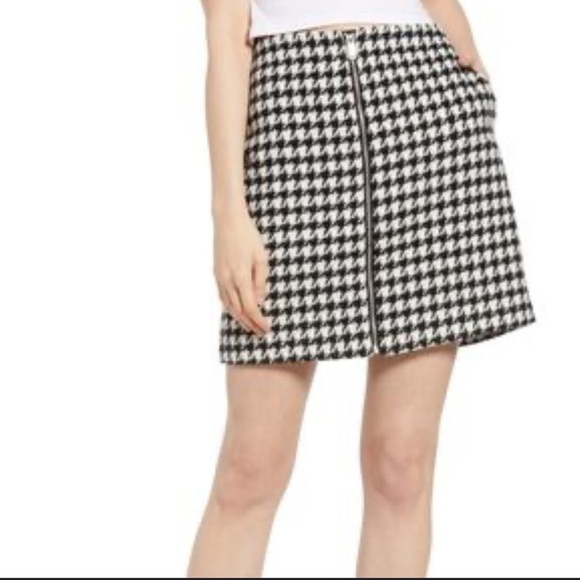 Hollister Women Ultra High-rise Skirt Small S Black White Houndstooth Full Zip - Picture 5 of 6